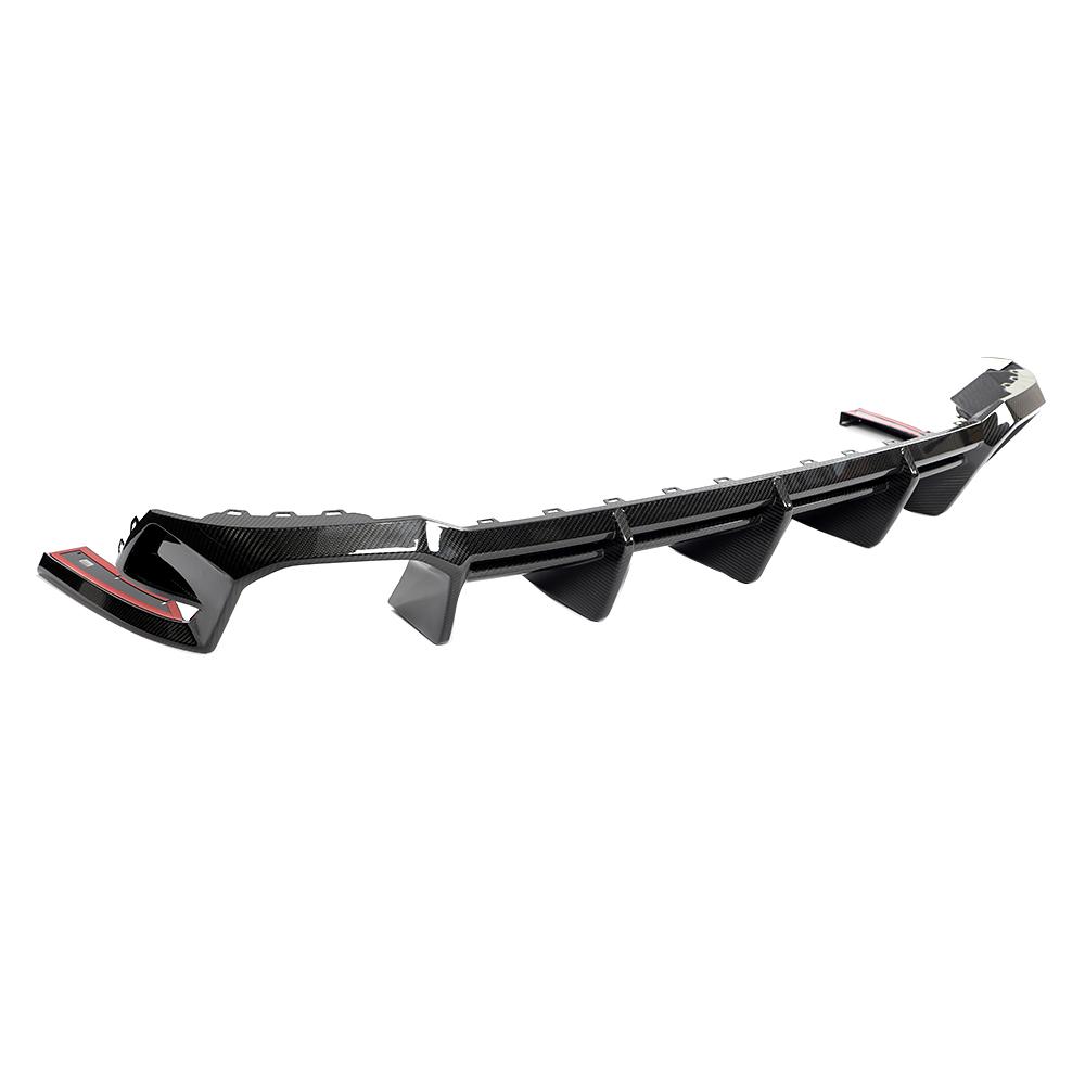 Carbon fibre diffuser for Audi RS4 B9 and B9.5 2016-2024 by CT Design, showcasing sleek aerodynamic design on the vehicle's rear.