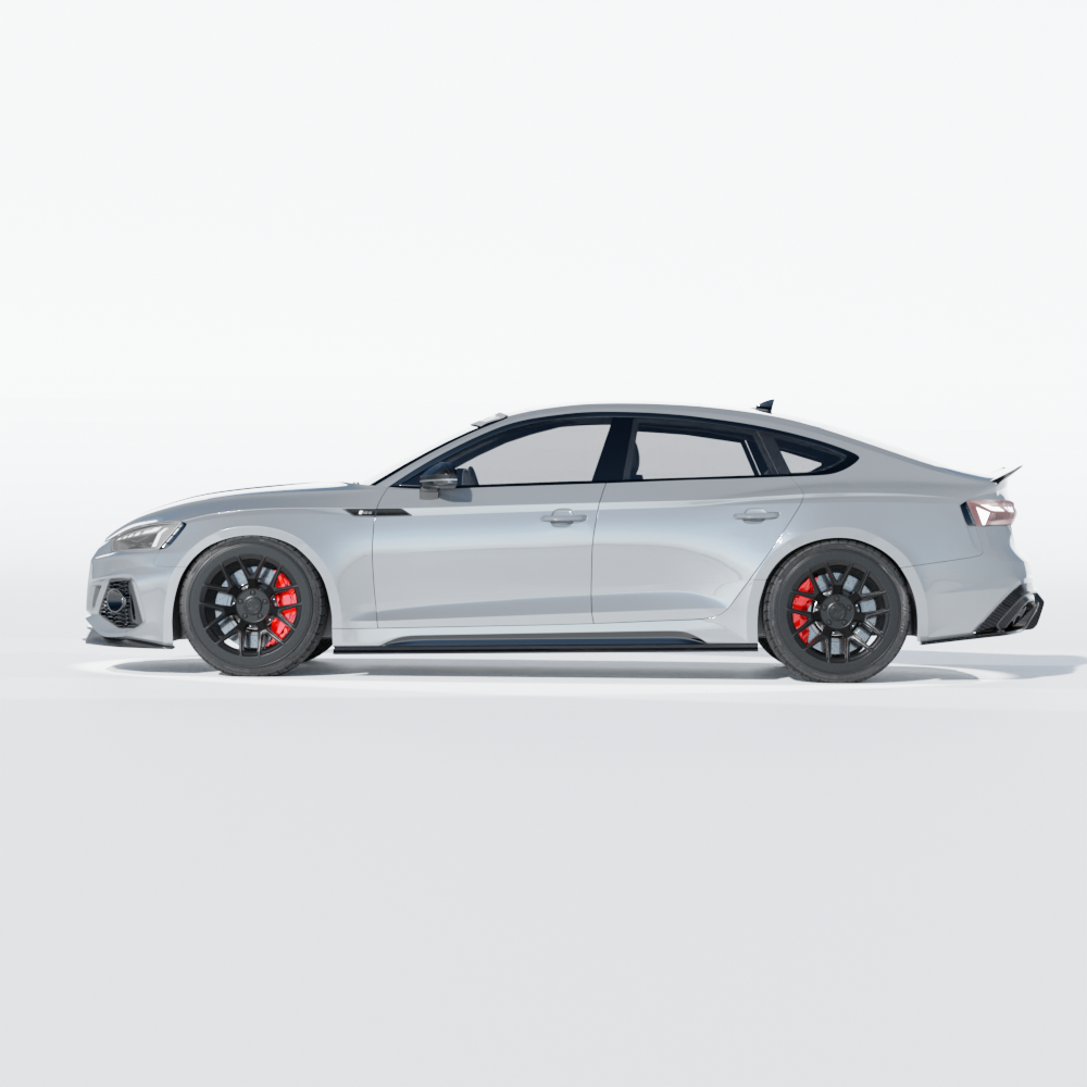 Audi RS5 B9.5 Sportback 2020-2024 carbon fibre side skirts by CT Carbon, showing sleek, lightweight design and textured surface.