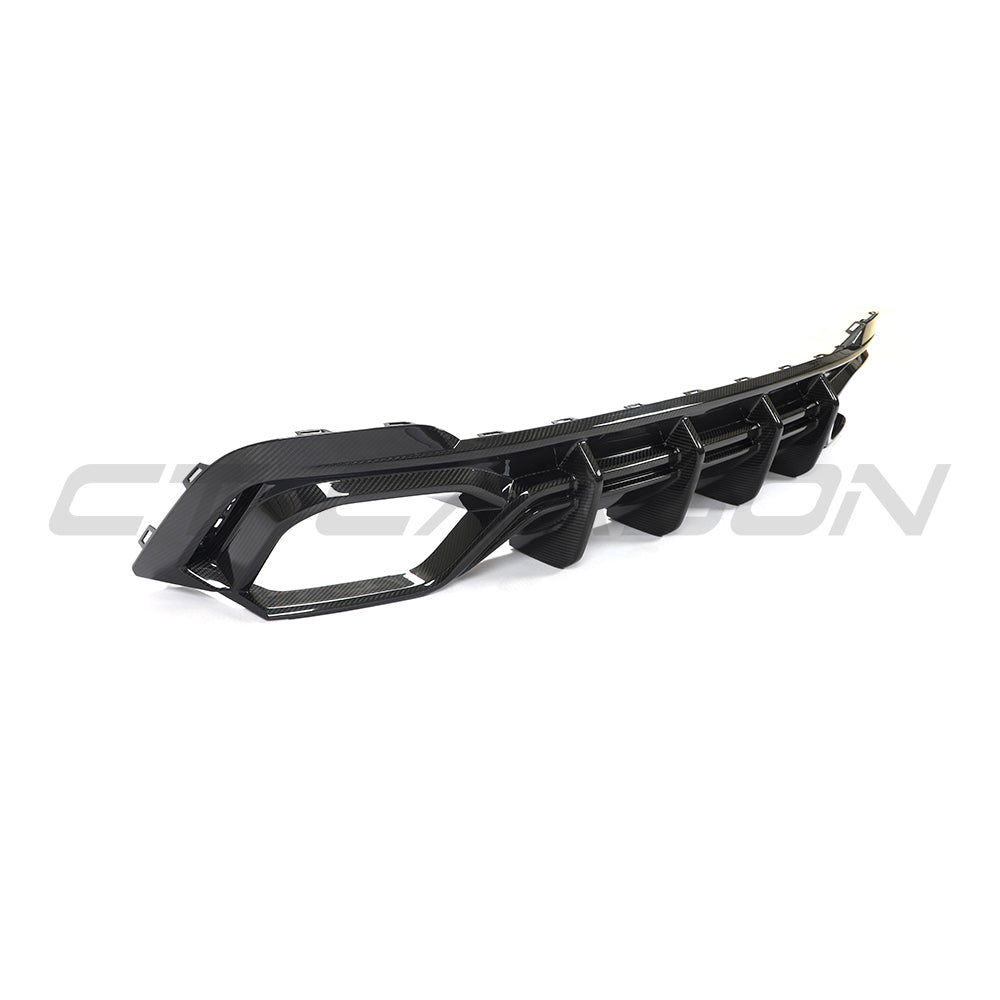Audi RS6 C8 full carbon fibre kit by CT Design, featuring a sleek carbon fibre diffuser on the car's rear.