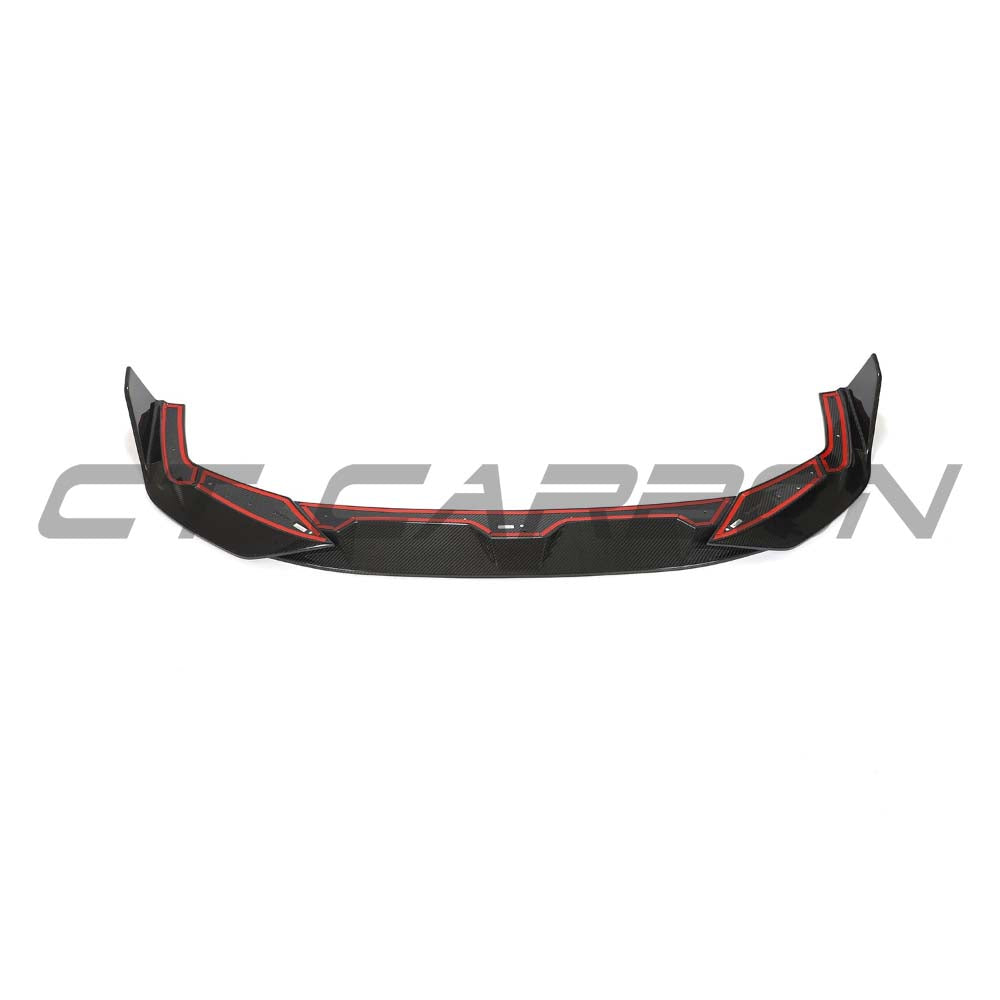 Audi RS6 C8 full carbon fiber kit V3 by CT Carbon, featuring front splitter and aerodynamic components on a sleek car.