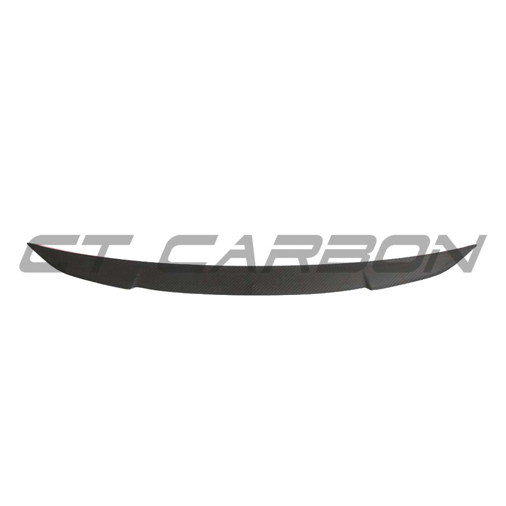 Carbon fiber spoiler for Audi RS7 C8 2019+ by CT Carbon, shown mounted on the vehicle's rear, highlighting sleek, aerodynamic design.