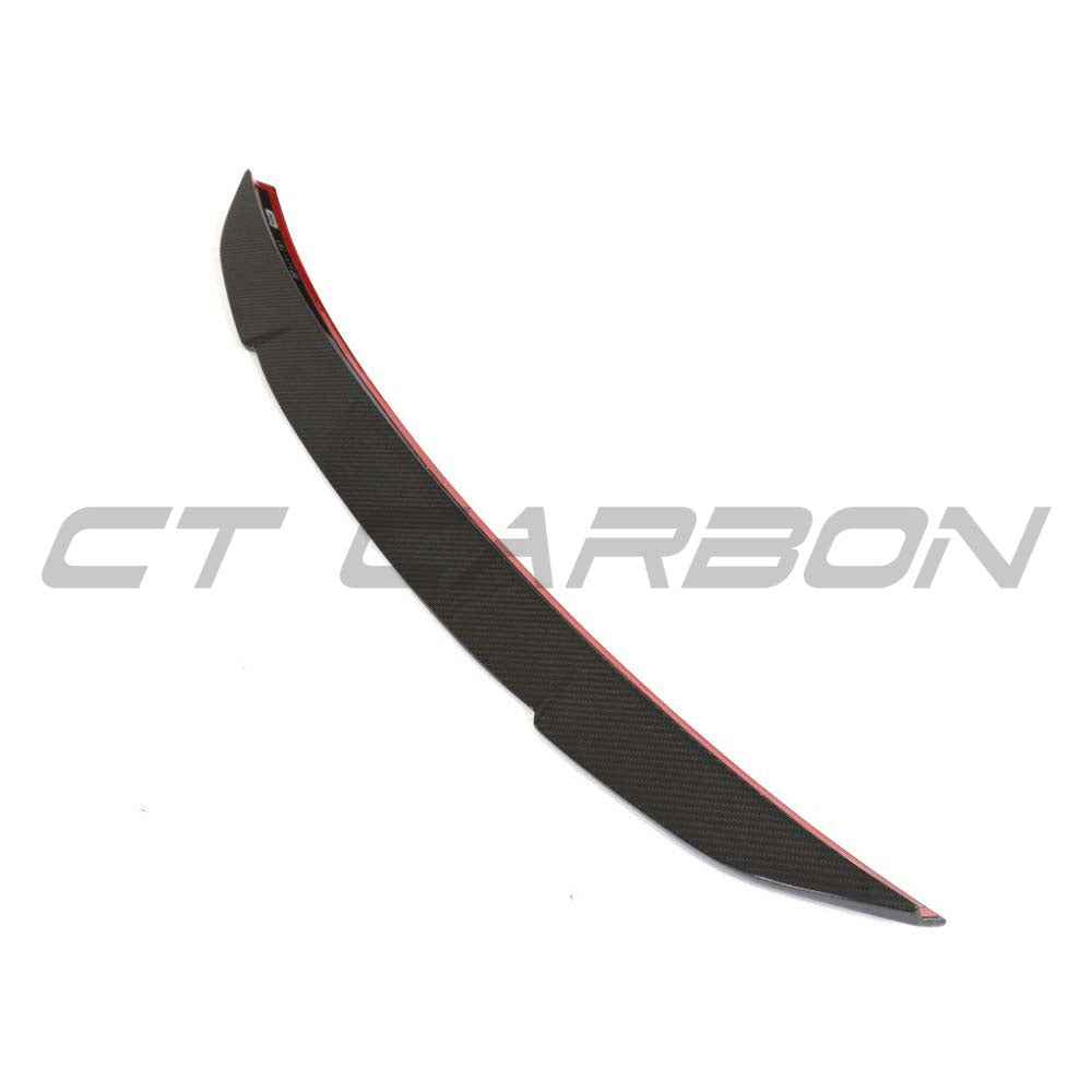 Carbon fiber spoiler for Audi RS7 C8 2019+ by CT Design, shown installed on the rear of the vehicle with a sleek finish.