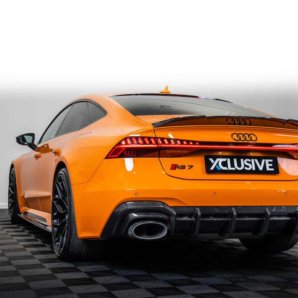 Audi RS6/RS7 C8 2019+ carbon fibre diffuser by CT Carbon, showcasing the sleek full carbon fiber design and aerodynamic styling.