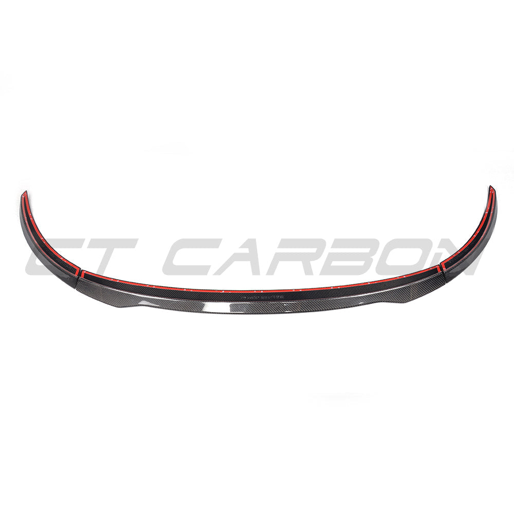 Audi TT/TTS MK3 carbon fiber spoiler by CT Carbon, showcasing sleek, aerodynamic design and high-gloss finish.