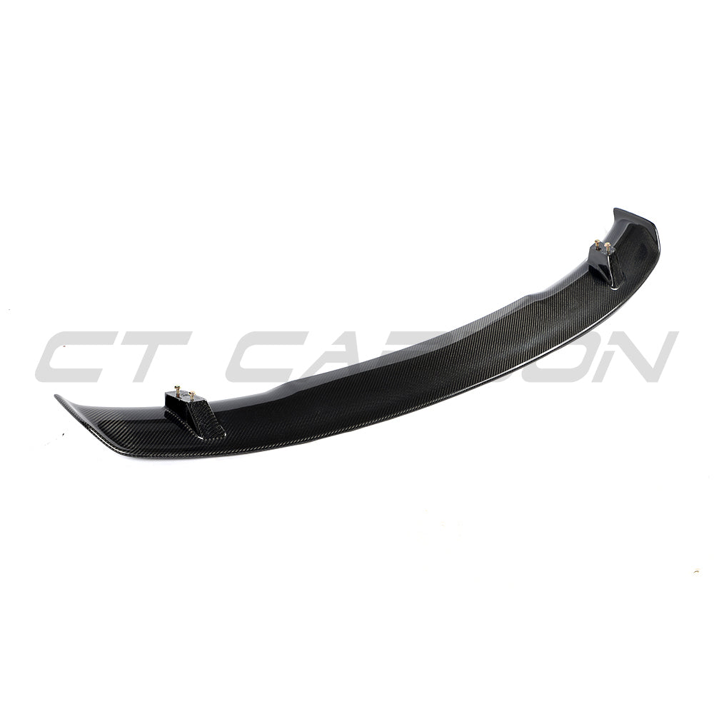 AUDI TT/TTS Quattro MK3 carbon fibre wing spoiler by CT Carbon, shown installed on the car with a sleek, aerodynamic design.