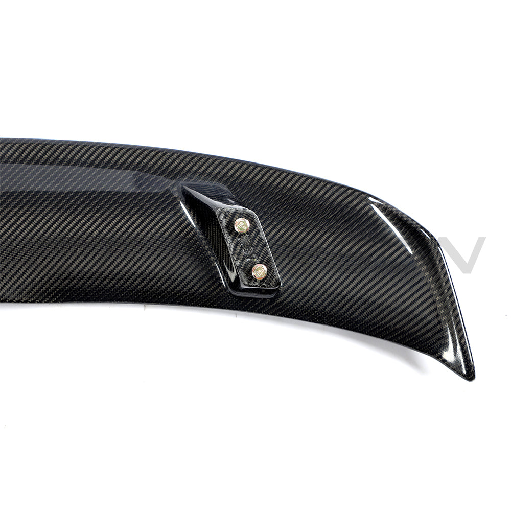 AUDI TT/TTS Quattro MK3 carbon fibre wing spoiler by CT Carbon, showcasing sleek, aerodynamic design on a sports car.
