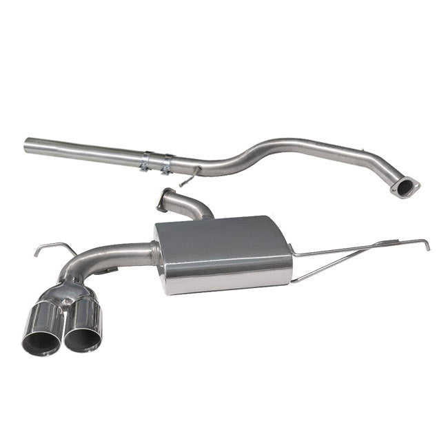 Cobra Sport cat back exhaust system for Audi A3 8P 2.0 TDI 170PS 3-door, featuring twin tips and performance exhaust design