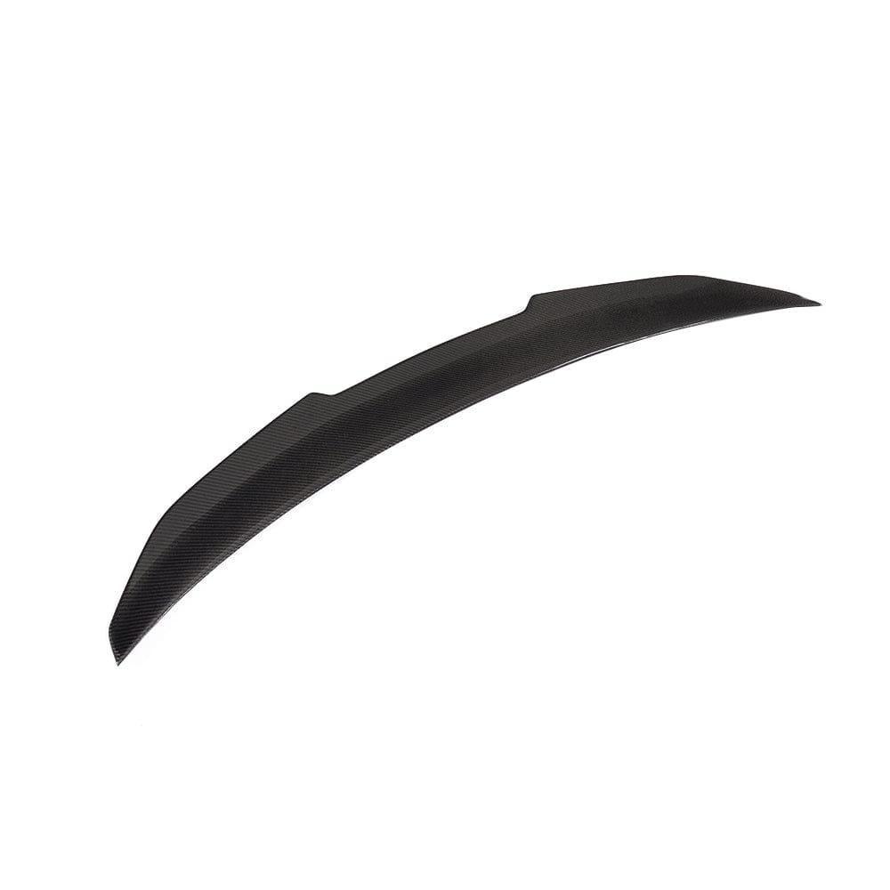 BMW M3 G80 G20 carbon fibre spoiler by CT Carbon, showing a sleek, wet-finish V6 style spoiler on the car's rear.