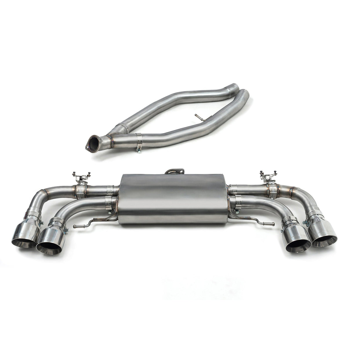 Cobra Sport BMW M440i G22 G23 valved quad exit GPF/PPF back performance exhaust with twin tips and dual valves.