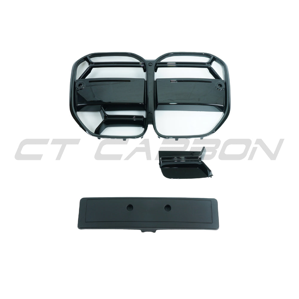 BMW 4 Series G22 G23 2020+ gloss black grille by CT Carbon, featuring a sleek, modern design with a CSL style finish.