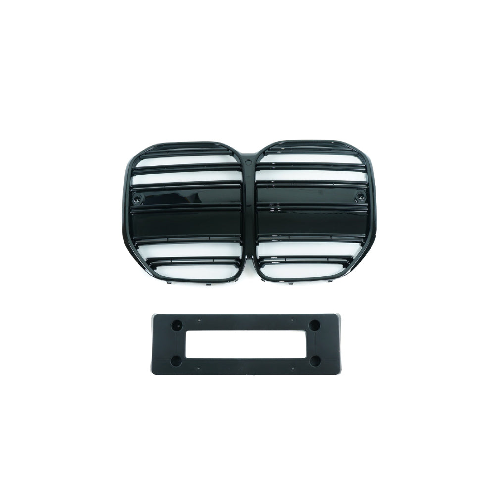 BMW 4 Series G22 G23 2020+ gloss black grille by CT Carbon, showcasing the GT style design on a sleek vehicle front.