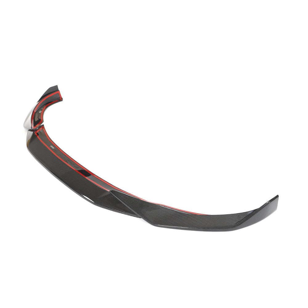 BMW 4 Series G26 and i4 pre-preg carbon fibre splitter by CT Design, showcasing sleek, lightweight aerodynamic car part.