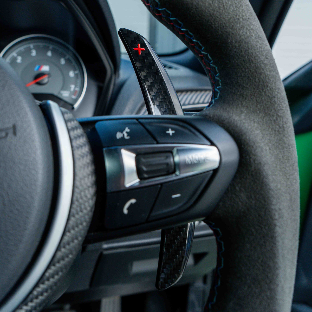 BMW carbon fiber magnetic shifter paddles by CT Carbon, sleek and lightweight accessories for enhanced driving control.