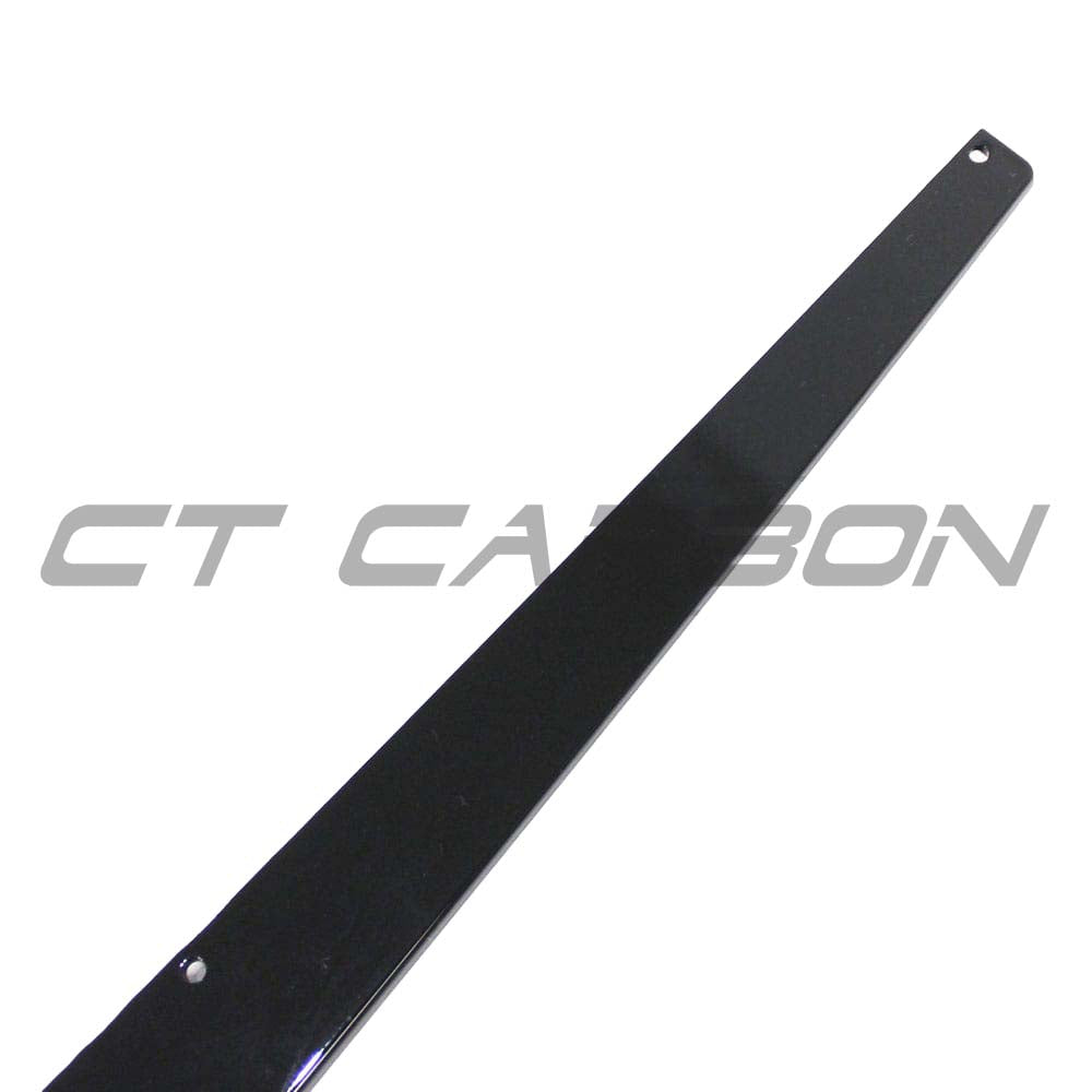 BMW F20/F21 1 Series LCI CT Carbon gloss black side skirts installed on vehicle, showcasing sleek aerodynamic design.