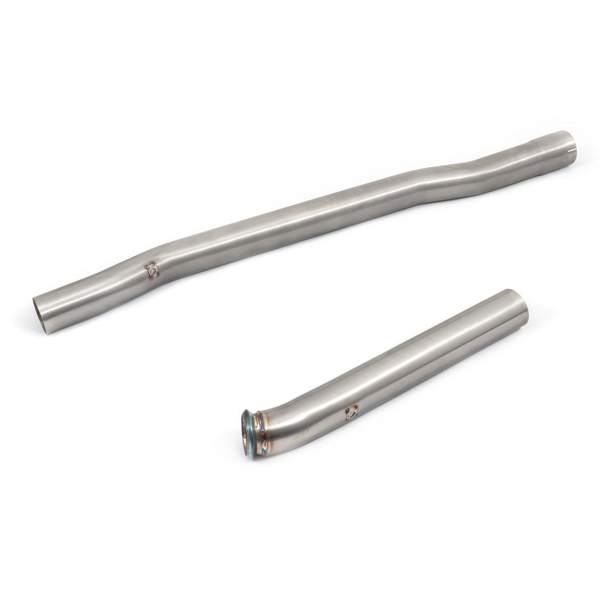 Cobra Sport BMW M135i F40 GPF/OPF delete back exhaust system with non-resonated design, black metal finish, and dual exhaust tips.
