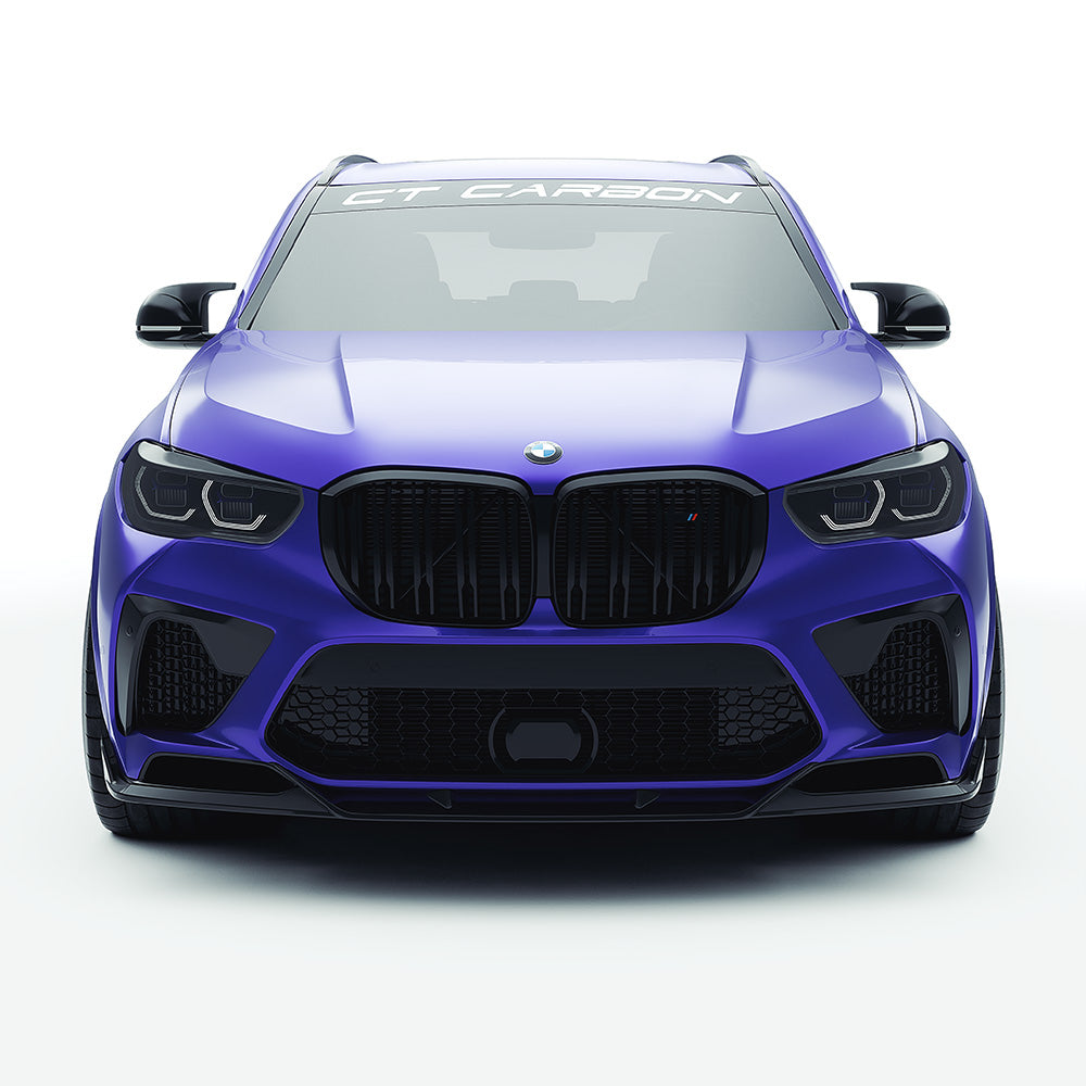 BMW F95 X5M 2019-2022 PRE-LCI carbon fibre full kit by CT Design, showing detailed carbon fibre components on the vehicle.