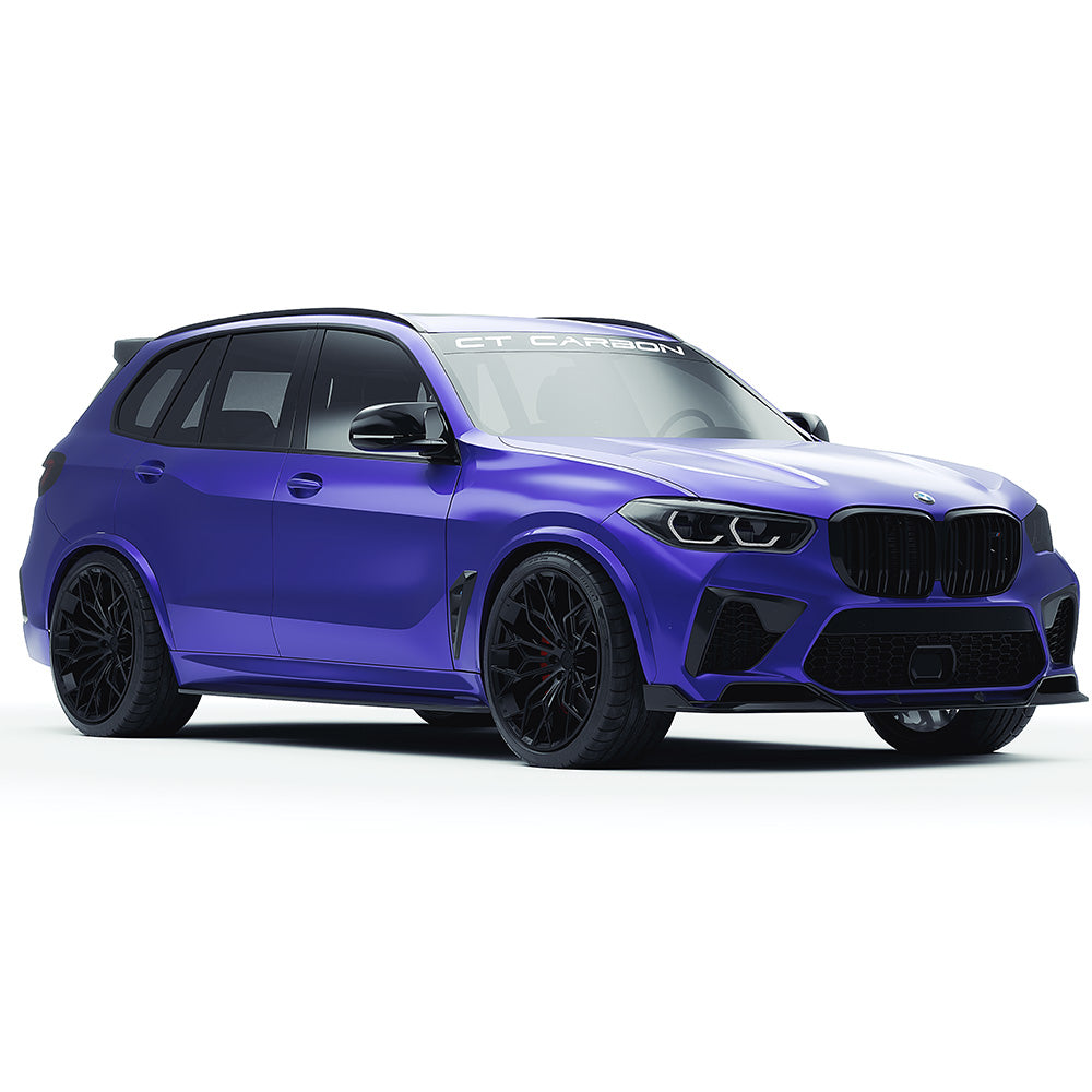BMW F95 X5M 2019-2022 pre-LCI carbon fiber full kit by CT Carbon, featuring sleek carbon fiber accents on the vehicle.