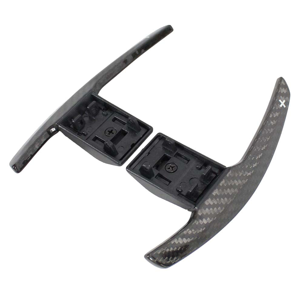 BMW Fxx carbon fiber shifter paddles V2 by CT Carbon, showing sleek, lightweight racing-style paddles installed in a car interior.