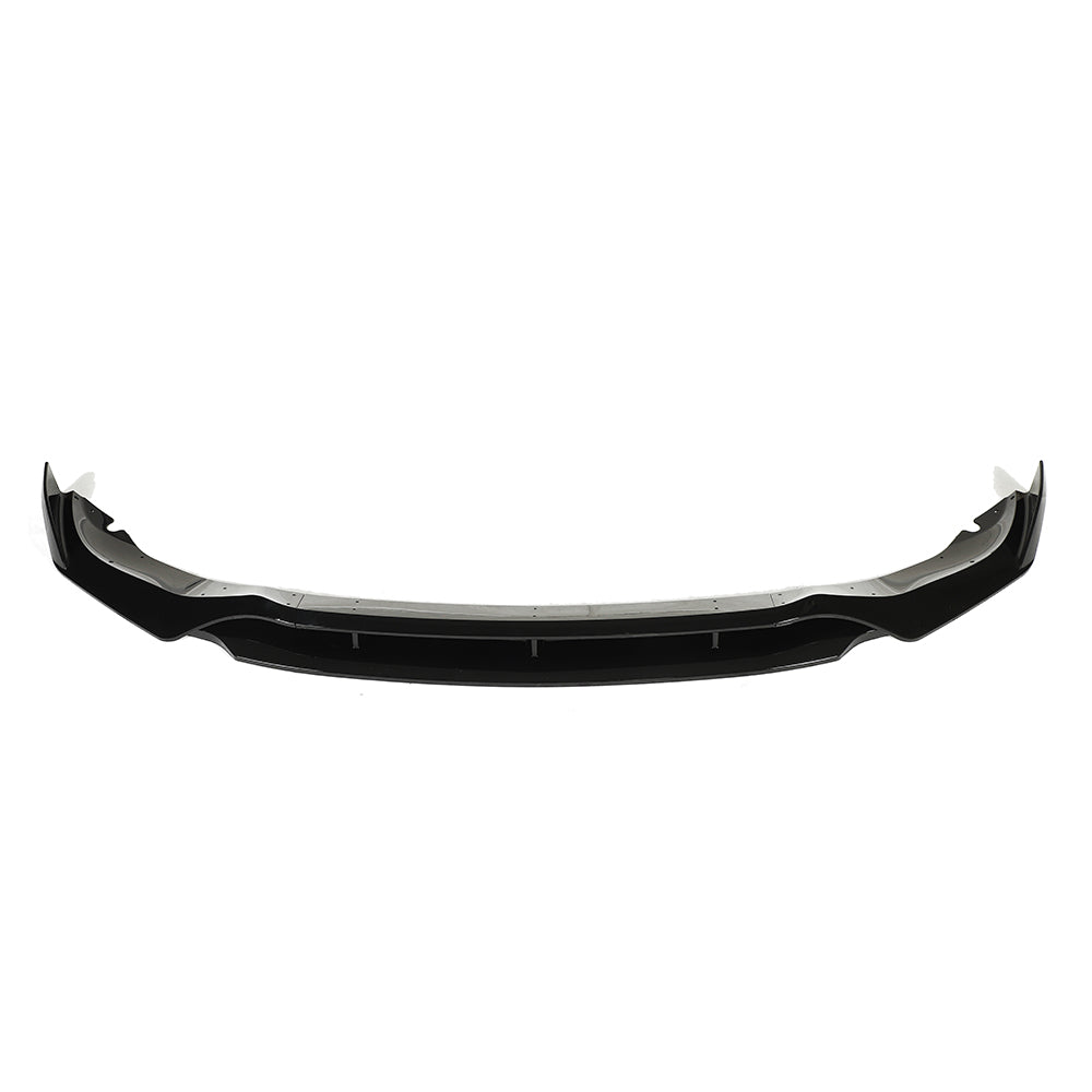 BMW G05 X5 2018-2023 CT Carbon gloss black plastic splitter installed on the front bumper.