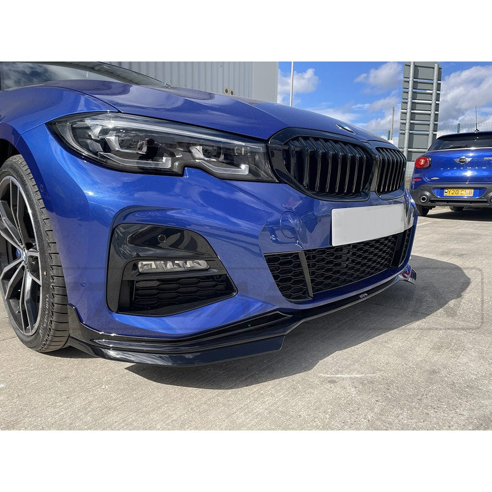 BMW G20 3 Series CT Carbon gloss black exhaust kit with square tips, designed for V3 model, showcasing sleek black finish and modern style.