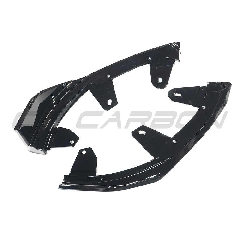 BMW G42 2 Series full gloss black kit by CT Carbon, showing a complete set of automotive body parts with a sleek, shiny finish.