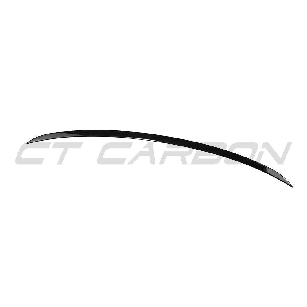 CT Carbon gloss black spoiler for BMW G60 and i5 5 Series 2023+, shown on the car's rear.