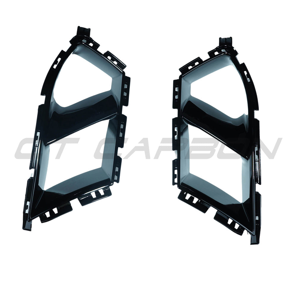 BMW G80 G81 M3 and G82 G83 M4 CT Carbon gloss black ducts accessory, close-up view showing sleek, aerodynamic design