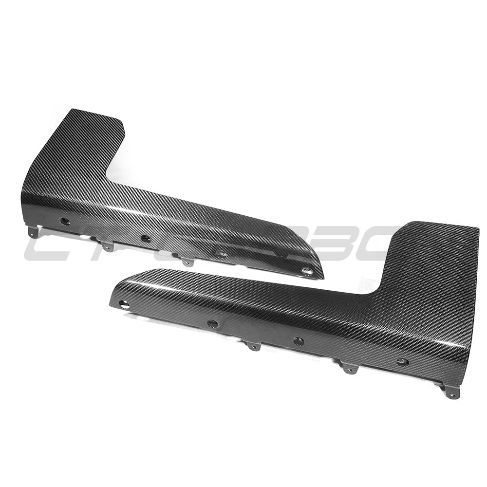 BMW G87 M2 carbon fiber side skirts by CT Carbon, V2 style, showcasing sleek, lightweight, aerodynamic design for sporty looks.