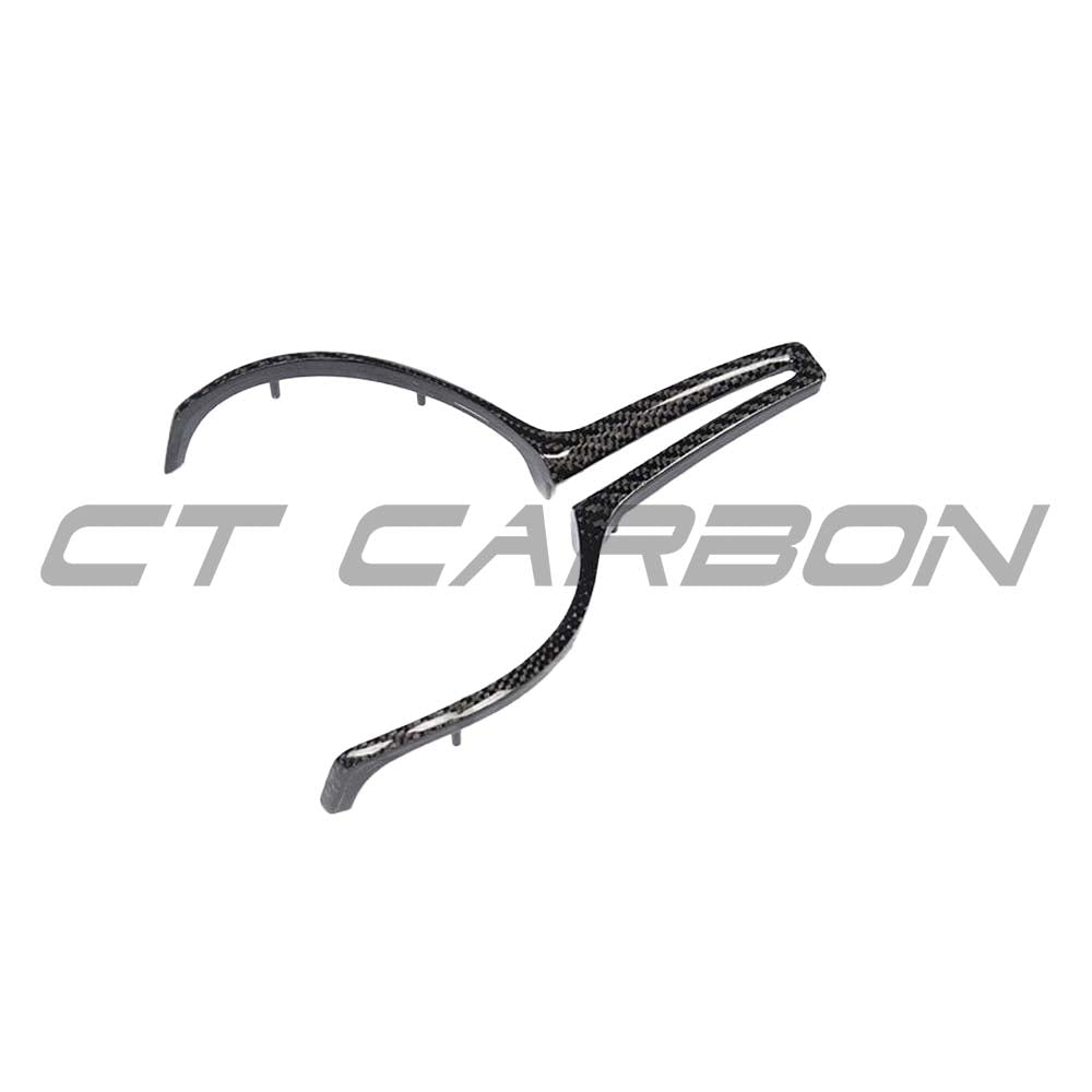BMW M Fxx carbon fiber steering wheel trim by CT Carbon, showcasing sleek, lightweight accessory for 2012-2020 BMW M series vehicles.