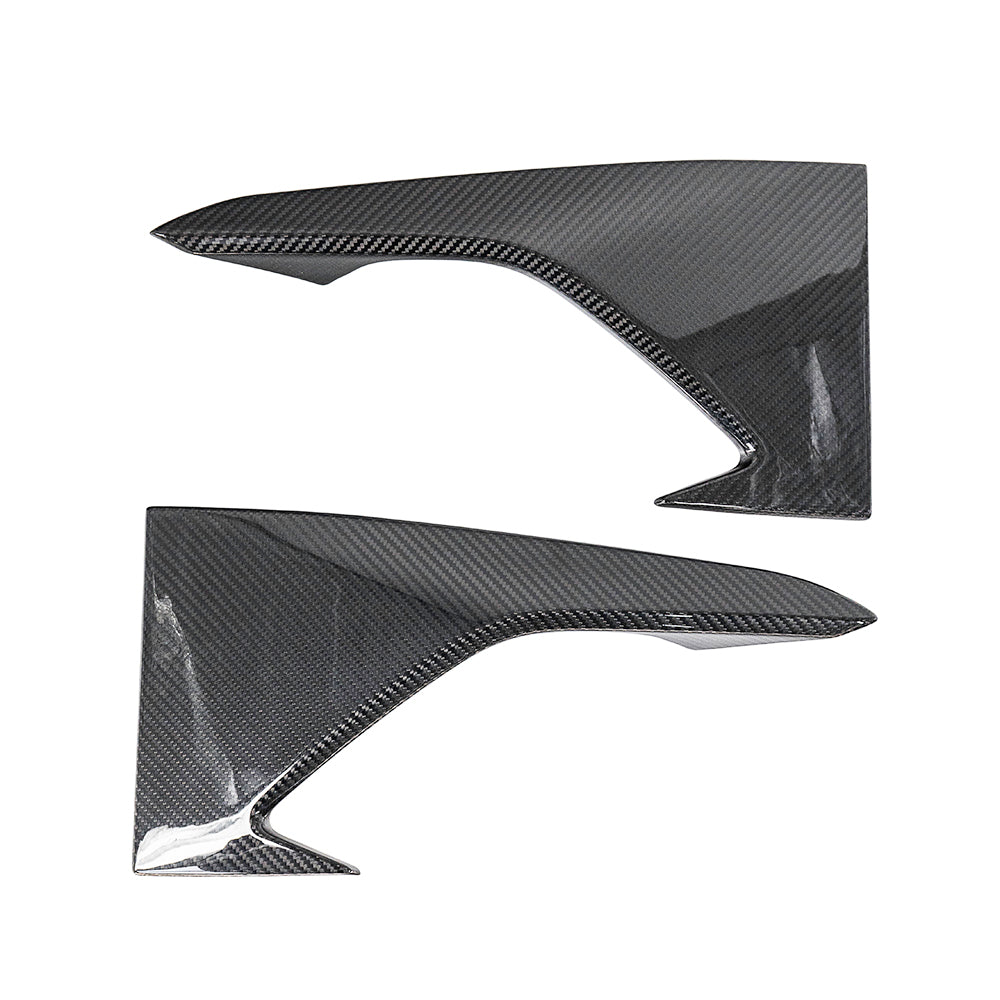 BMW M2 F87 N55 carbon fiber front bumper corners by CT Carbon, showing sleek, aerodynamic design for enhanced vehicle styling.
