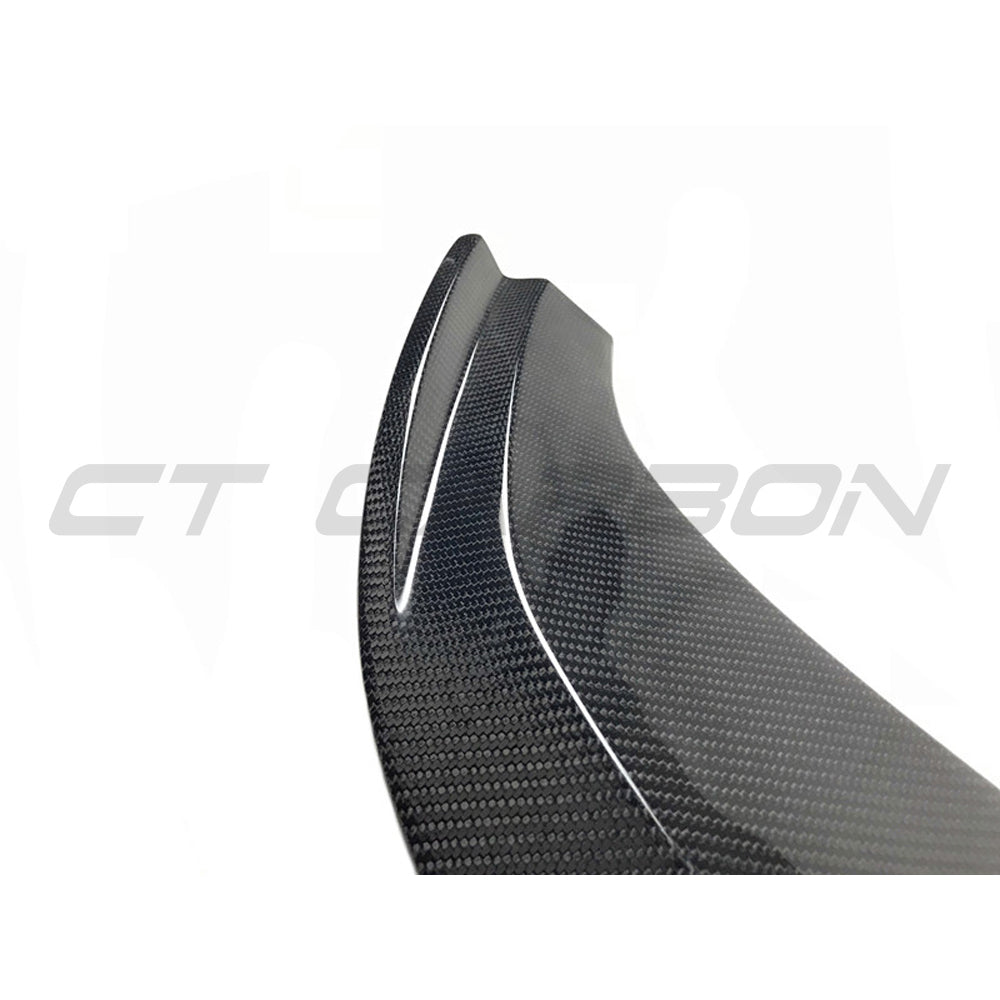 BMW M2 F87 N55 carbon fibre splitter V2 by CT Carbon, featuring a sleek design and aerodynamic enhancements.