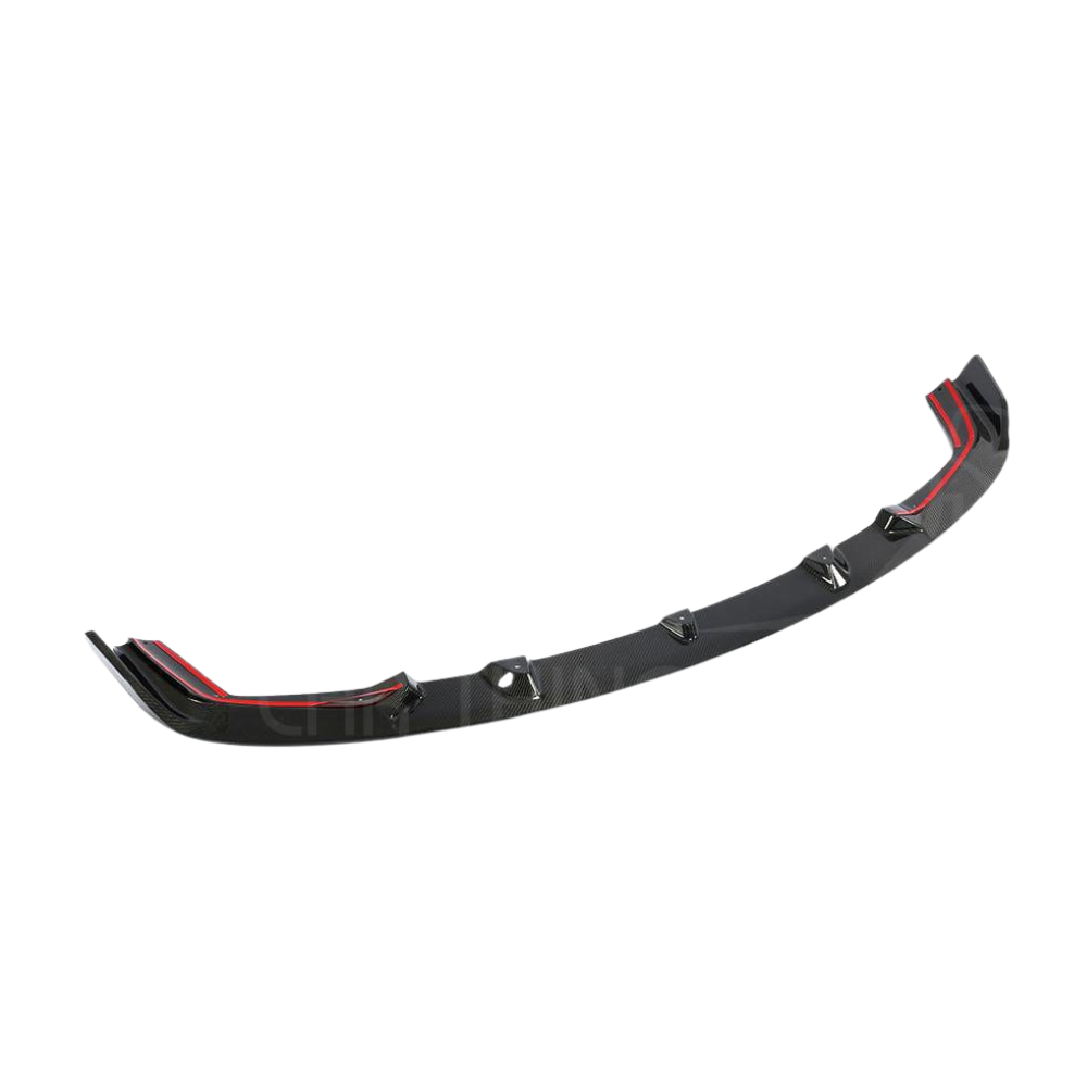 BMW M2C F87 carbon fibre splitter V2 by CT Carbon, showcasing the sleek 3D-style design on the car's front bumper.