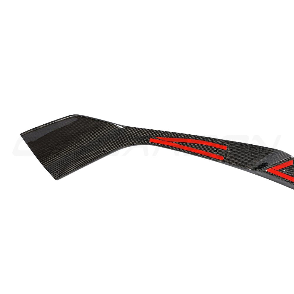 BMW F87 M2C CT Carbon fiber splitter V3, lightweight aerodynamic car accessory, detailed view of high-performance splitters.