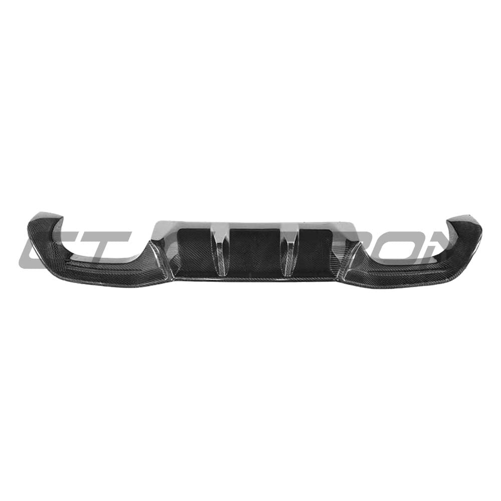 BMW M2 F87 carbon fibre diffuser by CT Carbon, V1 style, with sleek black carbon fiber finish and aerodynamic design.