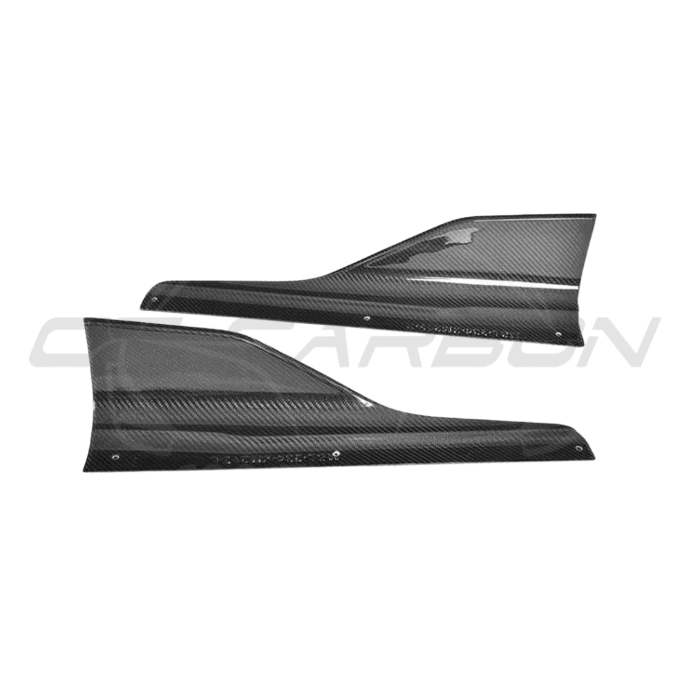 BMW M2 F87 carbon fibre side skirts by CT Carbon, V1 style, featuring sleek, lightweight design for enhanced aerodynamics.