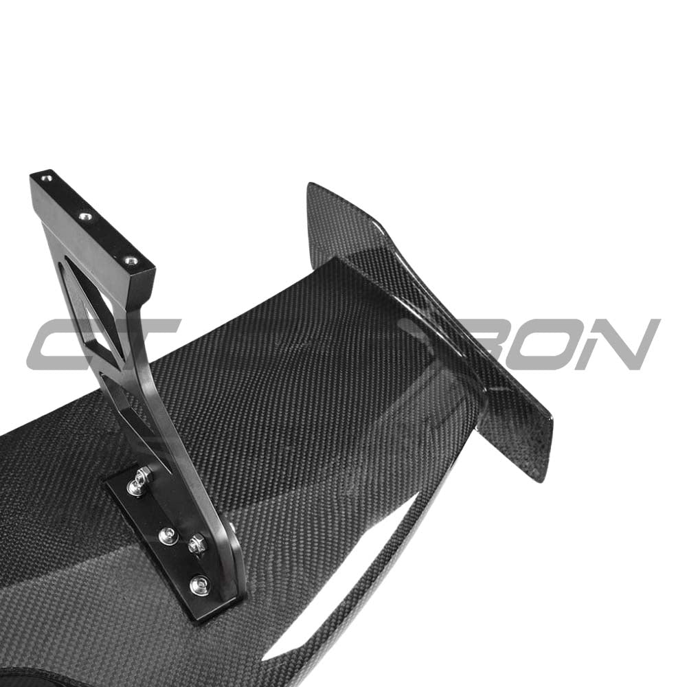 BMW M2 M3 M4 Carbon Fibre Wing Spoiler by CT Carbon, V2, showcasing sleek carbon fiber design and aerodynamic styling.