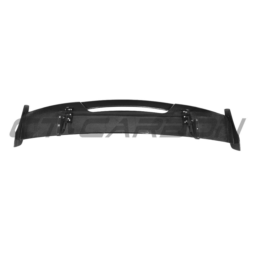BMW M2 M3 M4 carbon fiber wing spoiler by CT Carbon, V2 style, showcasing sleek, lightweight aerodynamic design with a matte finish.