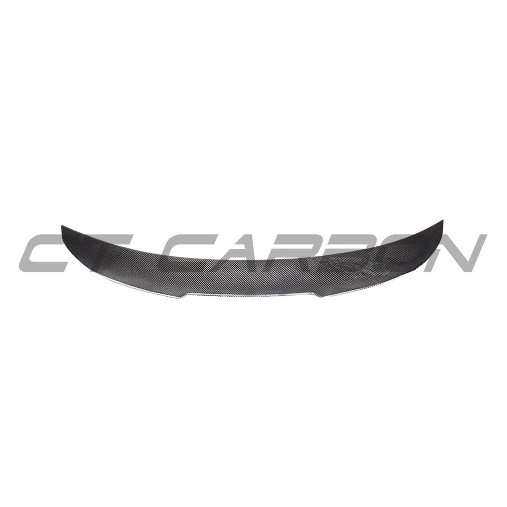 BMW M3 and 3 Series E92 carbon fiber spoiler by CT Carbon, showcasing the sleek V2 style on the car's rear.