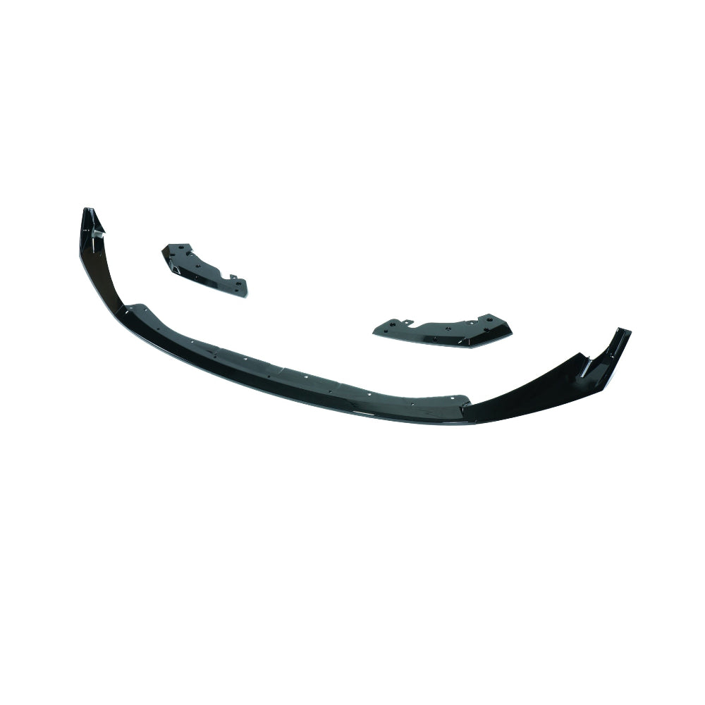 BMW M3 and M4 G80/G81/G82/G83 CT Carbon gloss black splitter in CSL style, showing sleek aerodynamic design and finish.