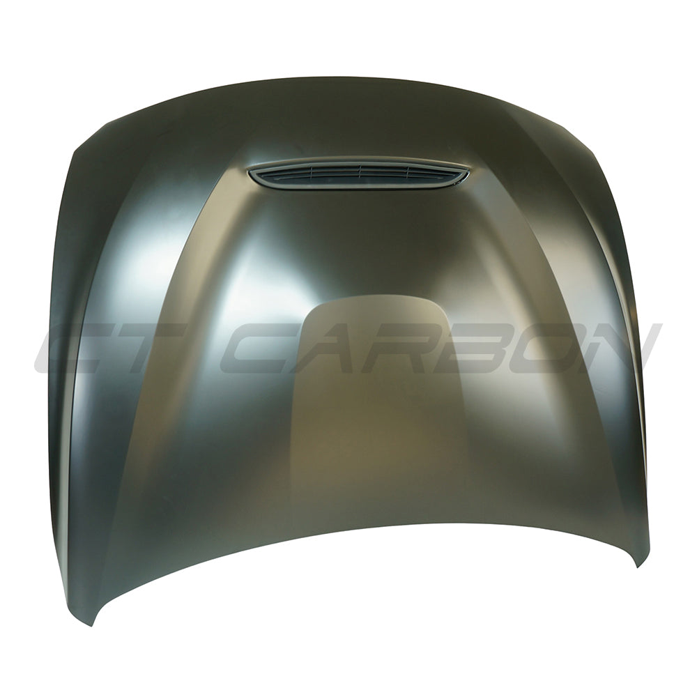BMW M3 M4 F80 F82 F83 aluminum bonnet by CT Carbon, GTS style, showcasing sleek lightweight car hood design.