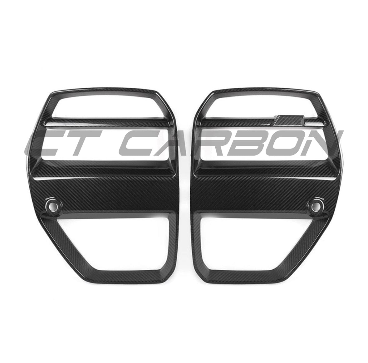 BMW M3 M4 G80 G82 G83 carbon fiber front end pack by CT Carbon, featuring GT-style grille and sleek carbon fiber finish.