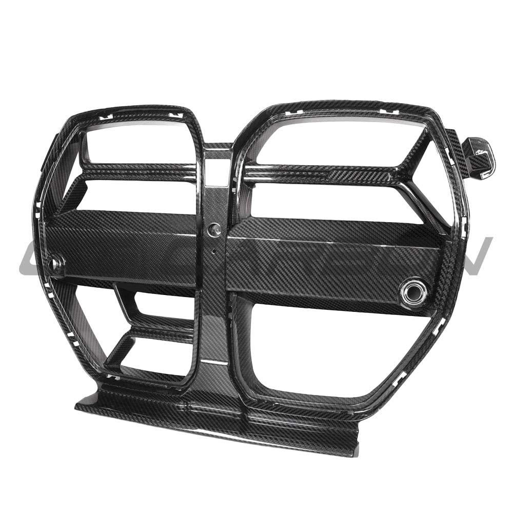BMW M3 M4 G80 G82 G83 carbon fibre front end pack by CT Carbon, featuring grille and aerodynamic components.