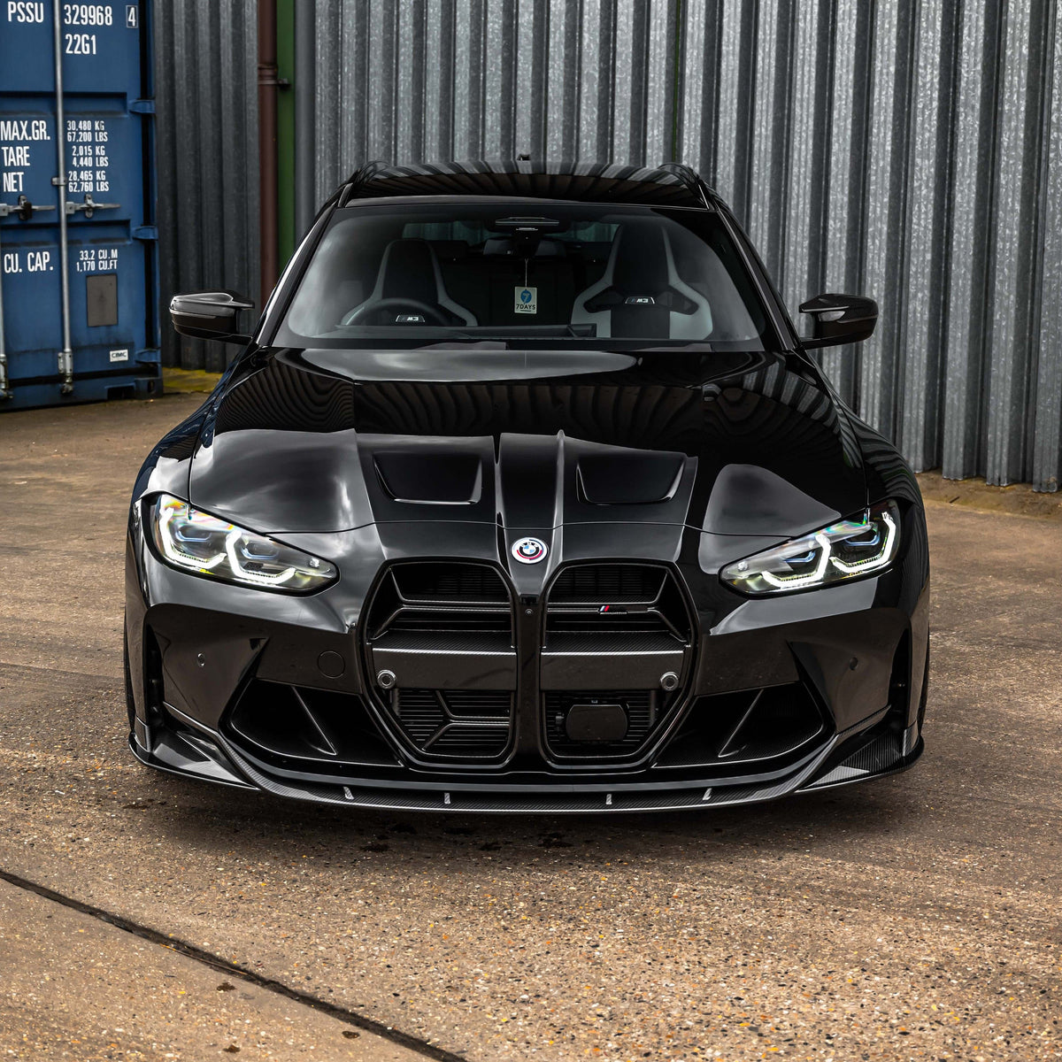 BMW M3 M4 G80 G81 G82 G83 carbon fibre splitter by CT Carbon, showing the lightweight, aerodynamic front splitter design.