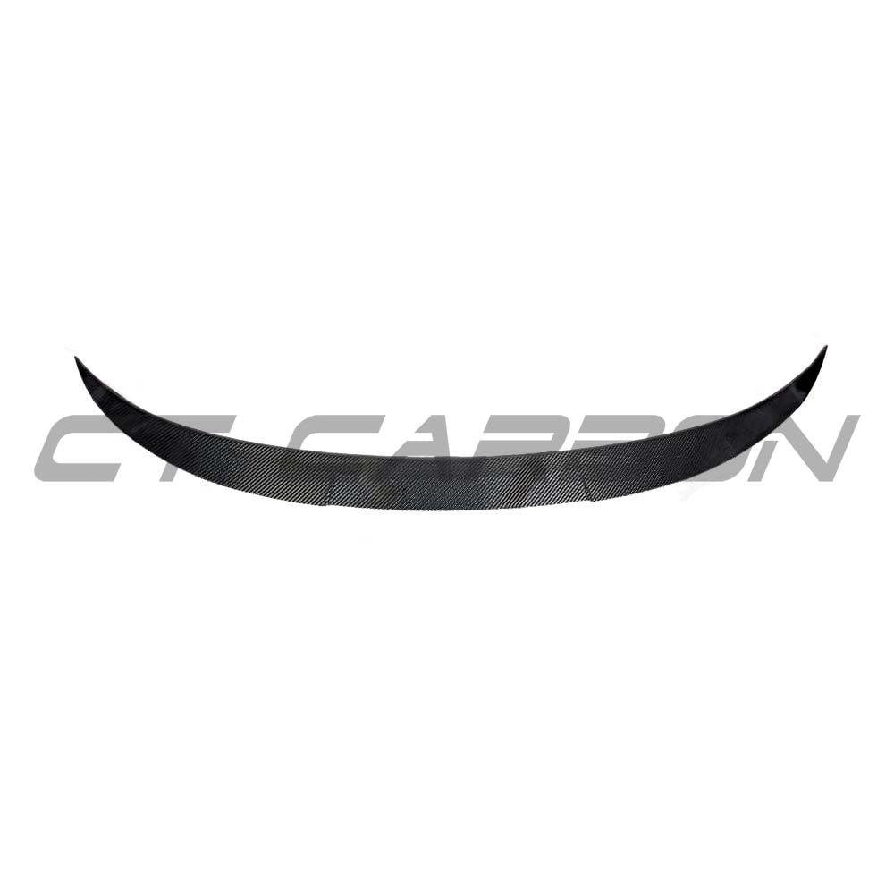 BMW M4 F83 F33 4 Series carbon fibre spoiler by CT Carbon, V1 style, shown from side angle highlighting sleek aerodynamic design.
