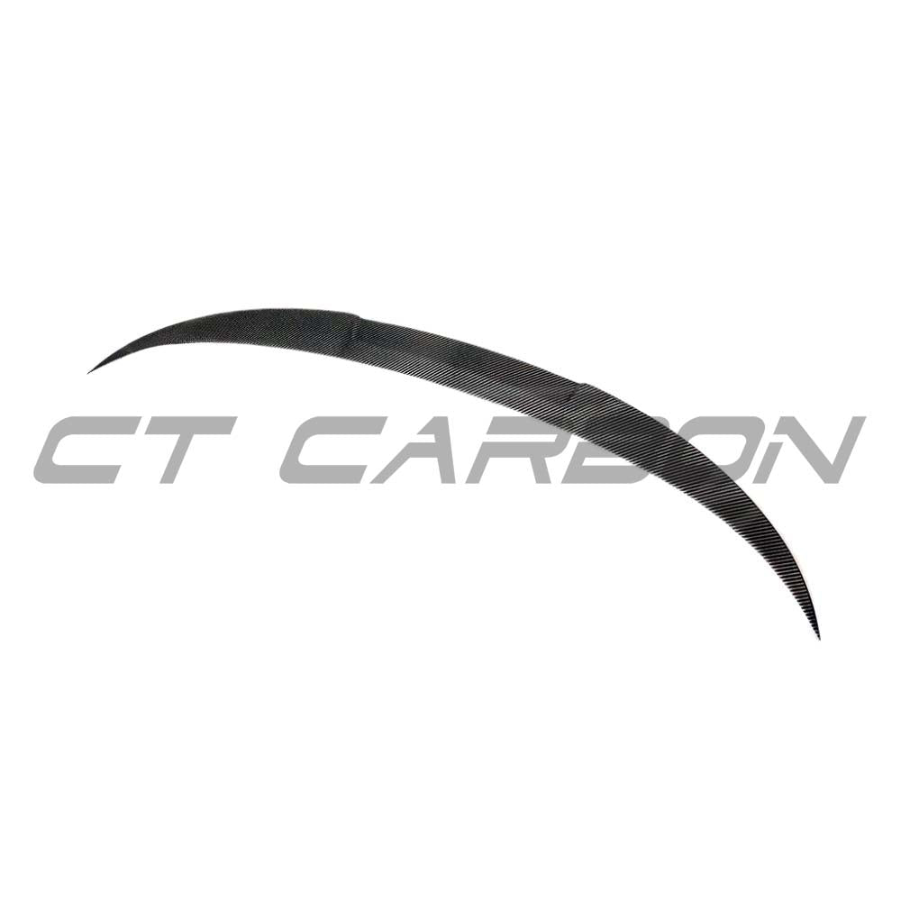 BMW M4 F83 F33 4 Series carbon fibre spoiler by CT Carbon, V1 style, showcasing sleek aerodynamic design on the car's rear.