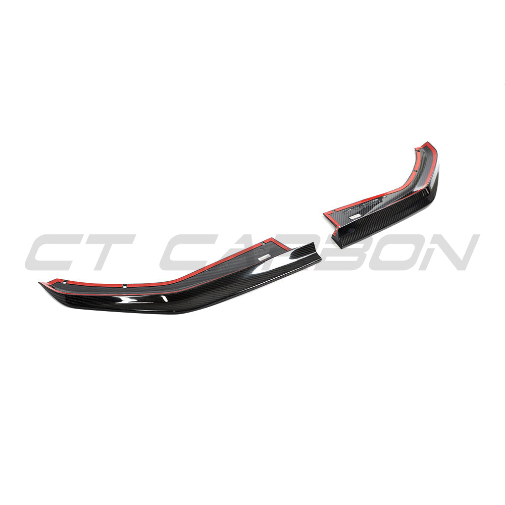 BMW M4 G82 G83 carbon fibre rear corner extensions by CT Design, showcasing sleek, aerodynamic car accessory detail.