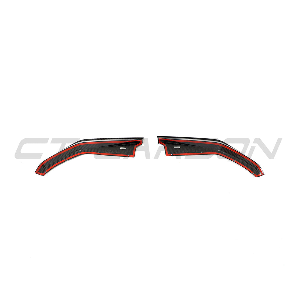 BMW M4 G82/G83 carbon fibre rear corner extensions by CT Carbon, showcasing sleek, lightweight accessory details.