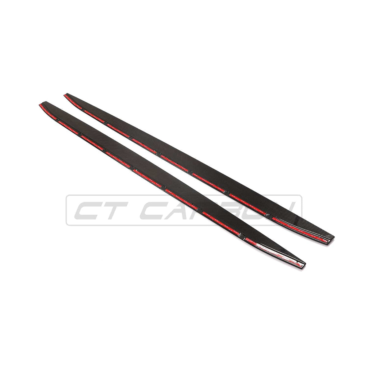 BMW M4 G82 G83 carbon fibre side skirt extensions by CT Design, showcasing sleek, lightweight aerodynamic enhancements.