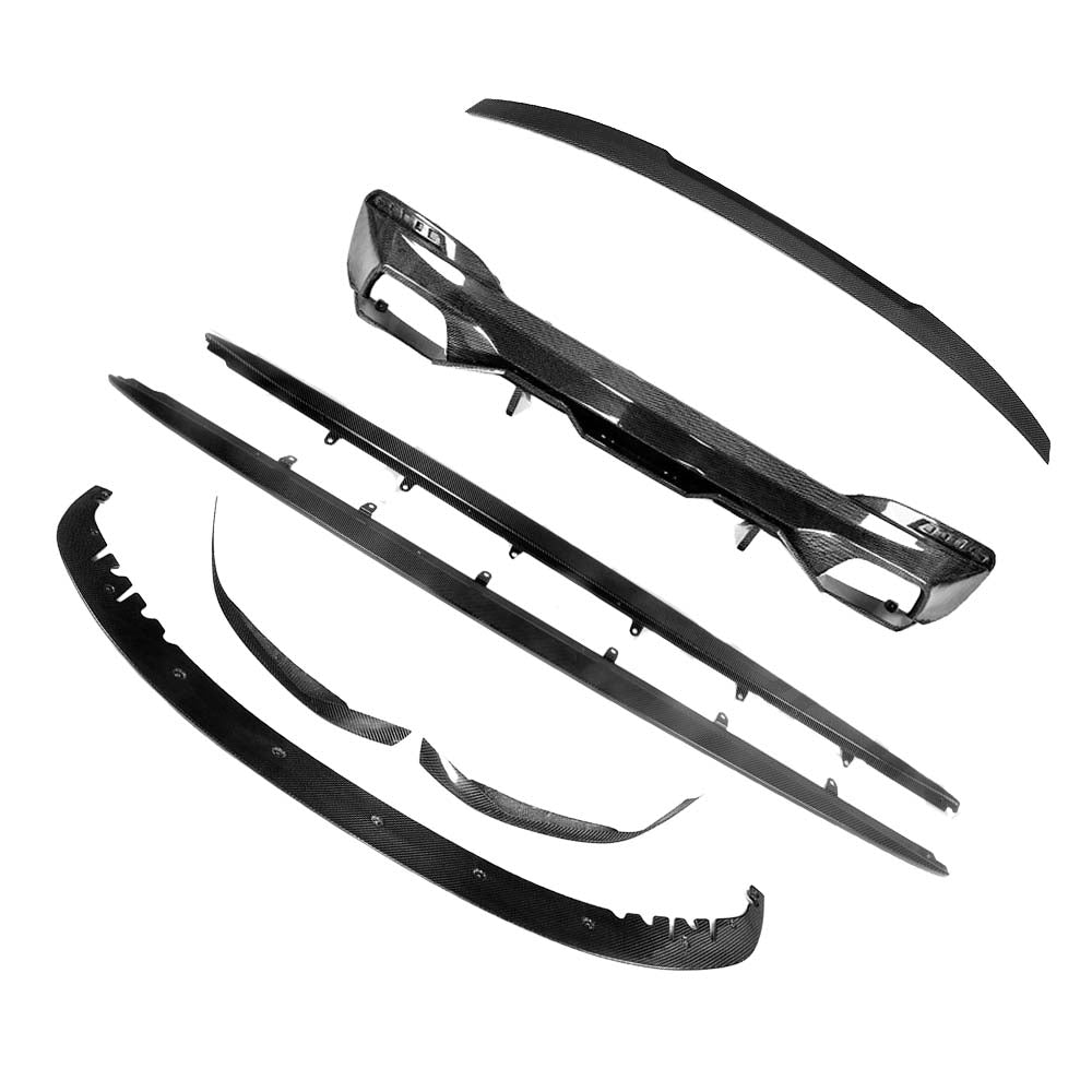BMW G30 5 Series 2016-2023 CT Carbon V6 carbon fiber kit, featuring a sporty spoiler and ducktail design for enhanced style.