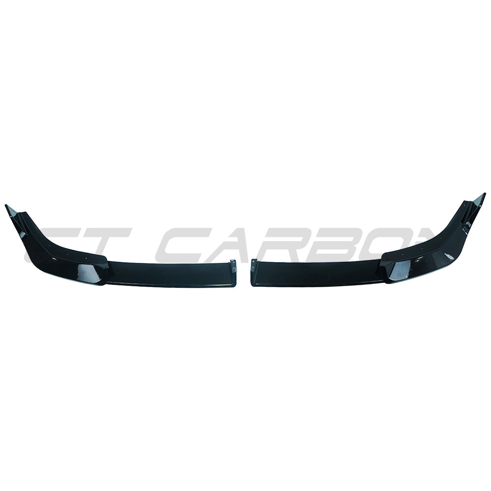 BMW U10 X2 2023 gloss black splitter by CT Carbon, featuring a sleek aerodynamic design for enhanced vehicle performance.
